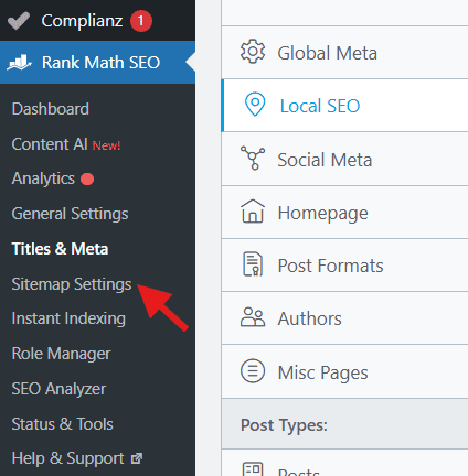 Rangmathematik Sitemap-Einstellungen