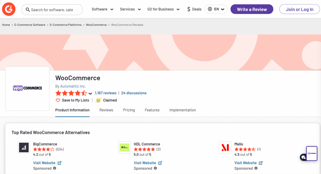G2 WooCommerce hilfreiche Bewertungen