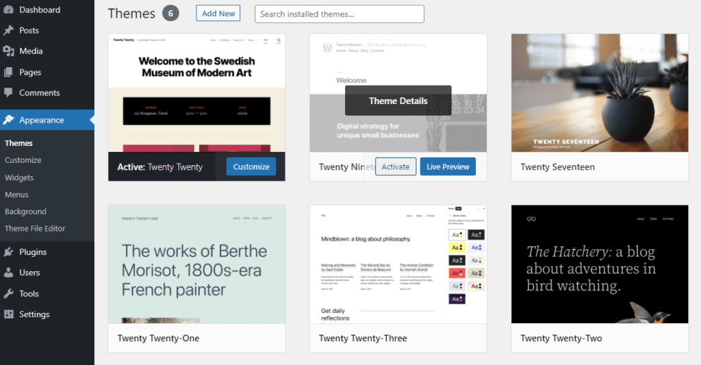 Das neue Theme in WordPress aktivieren