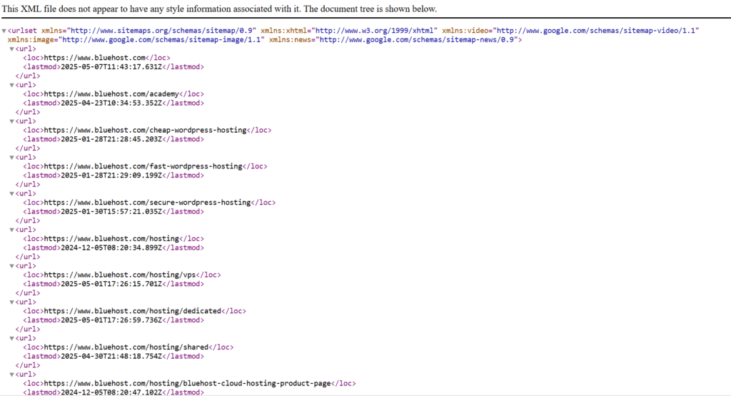 Bluehost-Sitemap