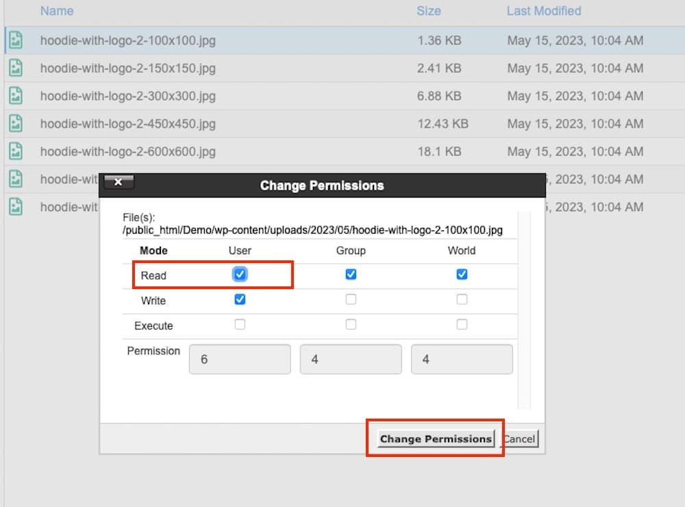 Ändern von Dateiberechtigungen in WordPress