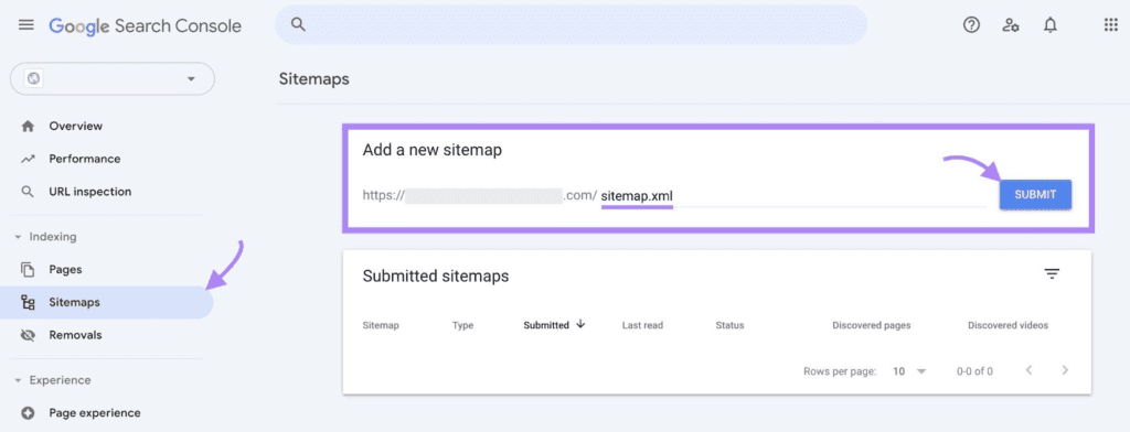 Schritt Sitemap