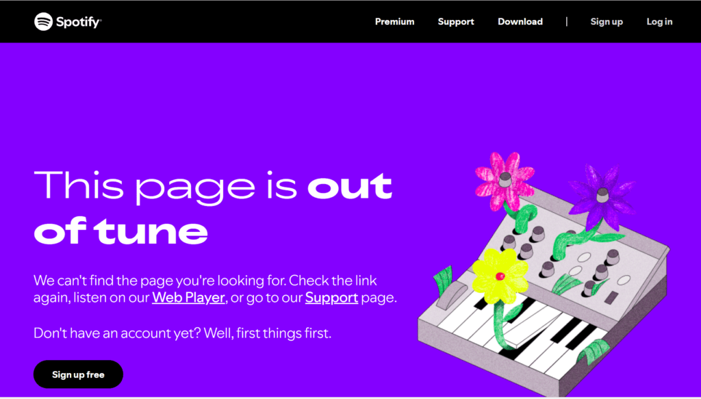 Spotify 404-Fehlerseite