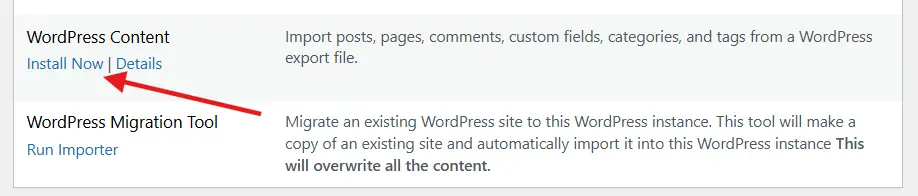 WordPress-Inhalte installieren